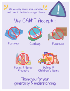 Image showing items we do not accept