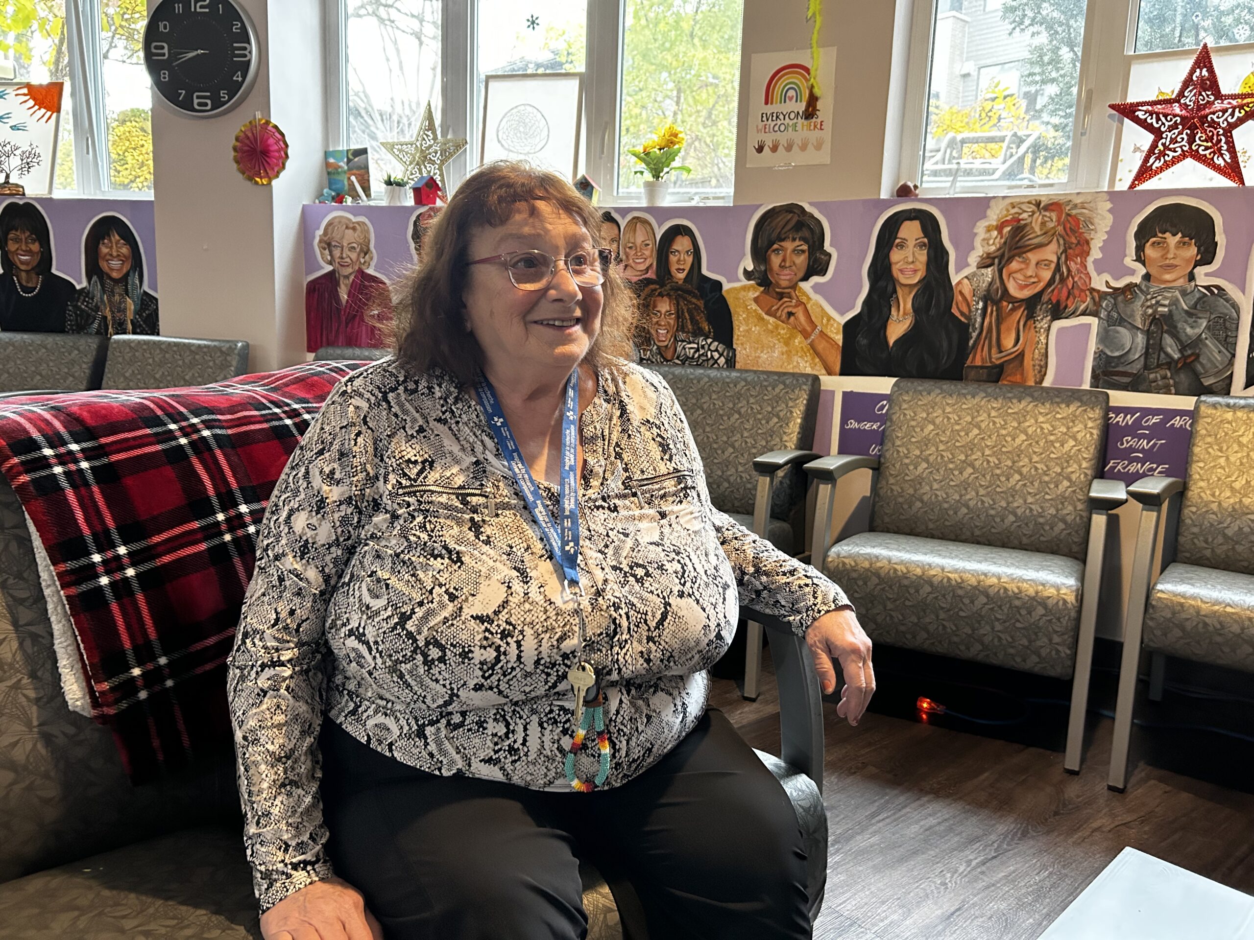 ROssana sitting at Princeton common room staring at the wall