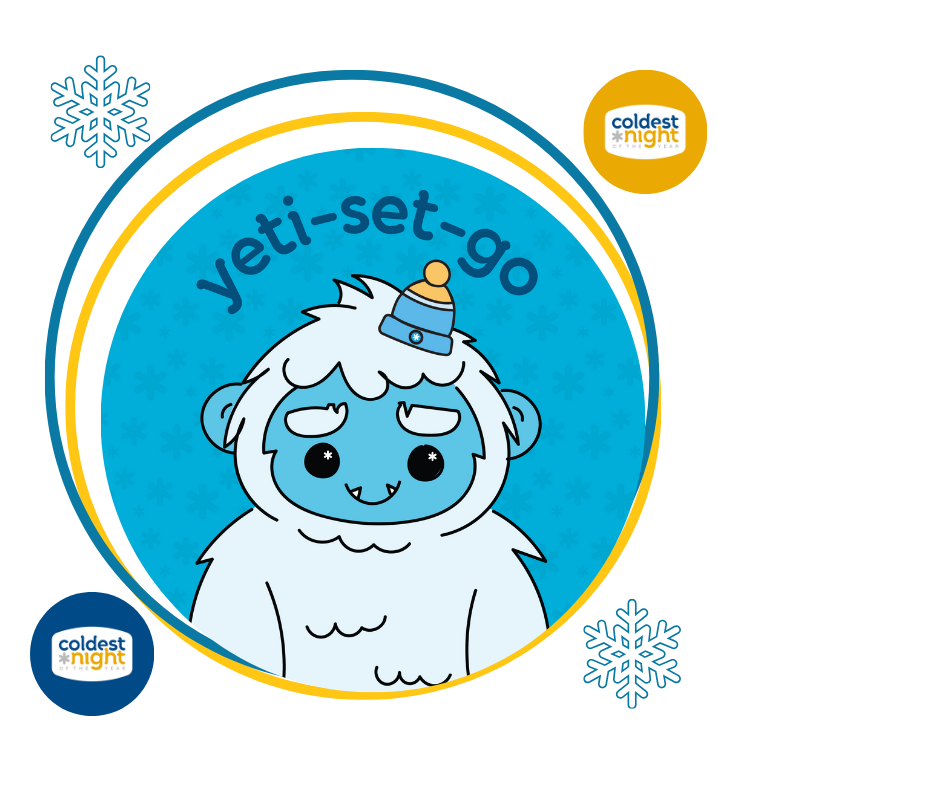 CNOY 2026 Save the Date with logo with the image of a yeti with blue face and white fur