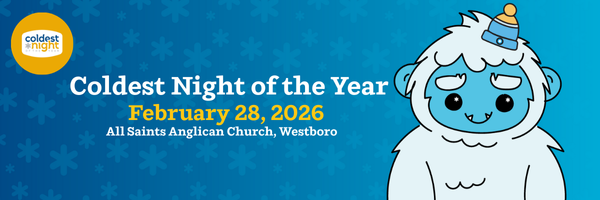 CNOY 2026 Save the Date with logo with the image of a yeti with blue face and white fur